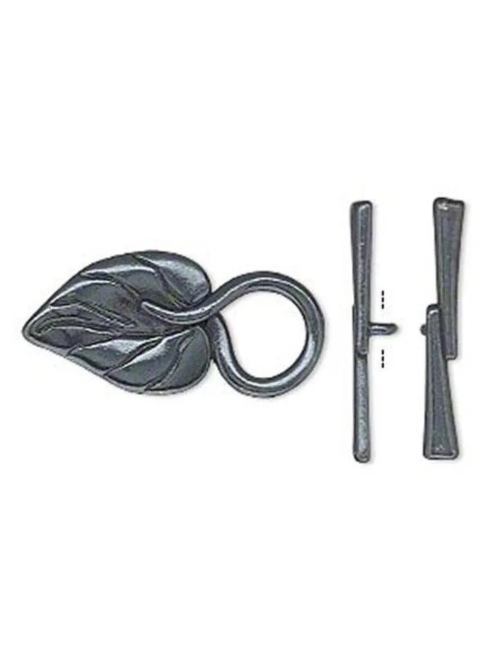 JBB Findings Israel Elegant Gunmetal Black Carved Leaf Fancy Toggle Clasp